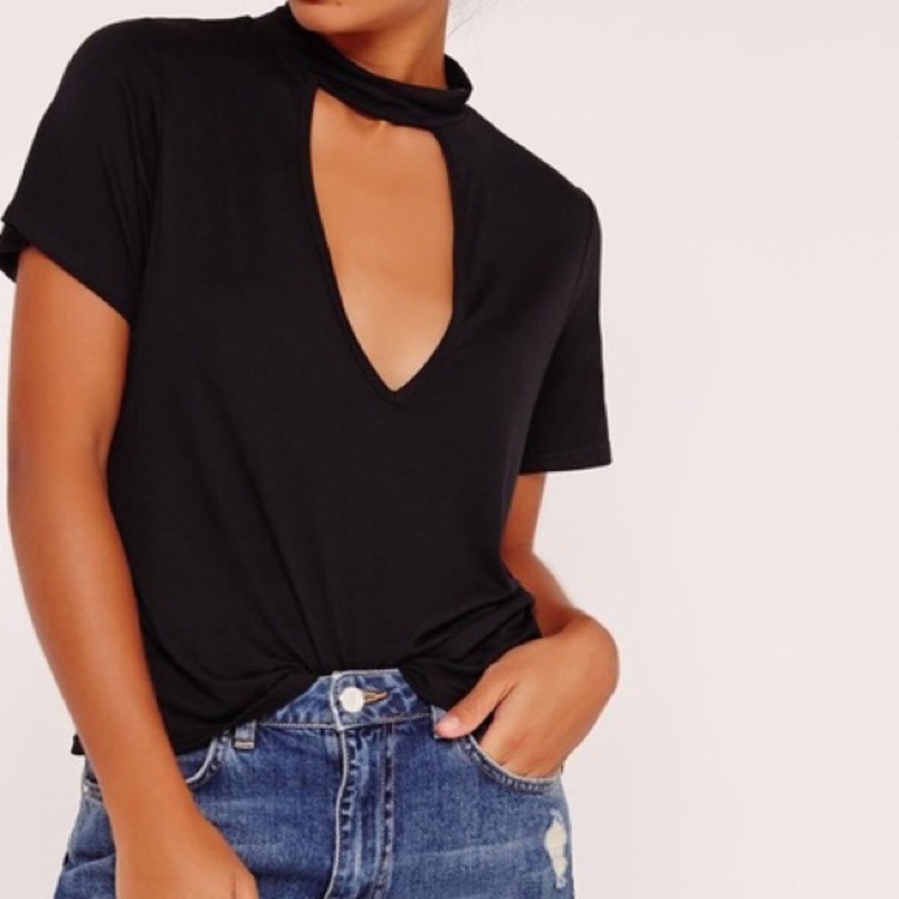 Missguided black choker t-shirt